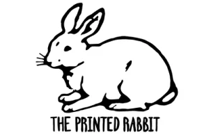 logotipo de The Printed Rabbit en blanco y negro